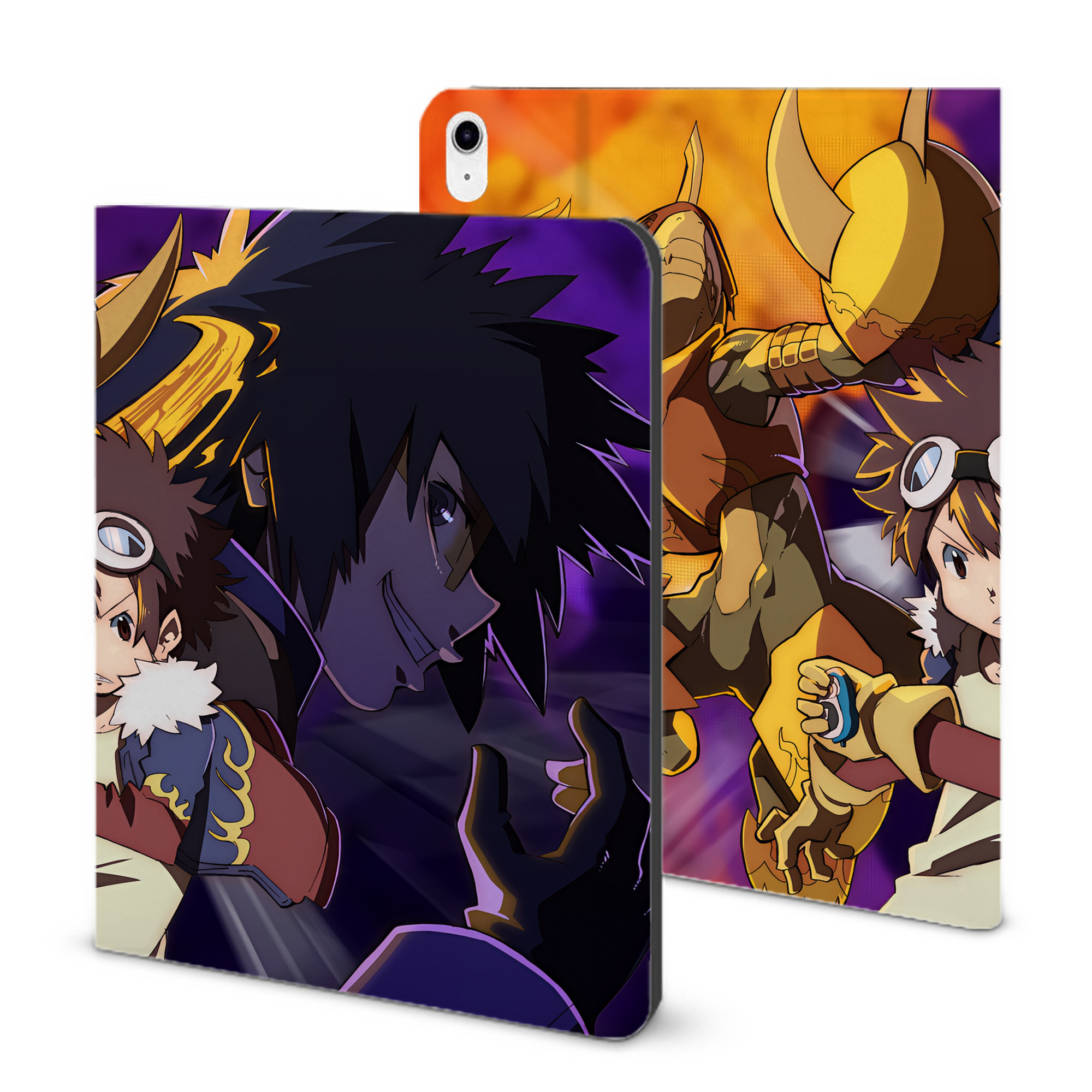 （画像用） Digimon デジタルモンスター/デジモン IPad ケース ブック型 PUレザー TPU 耐衝撃 軽量 薄型 ペン収納なし 全面保護 IPad 各モデル対応